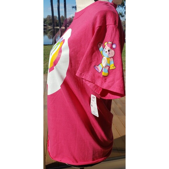 NEW CARE Bears Unlock The Magic Hot Pink T-Shirt Size Small Rainbow Heart NWTs - Picture 3 of 11